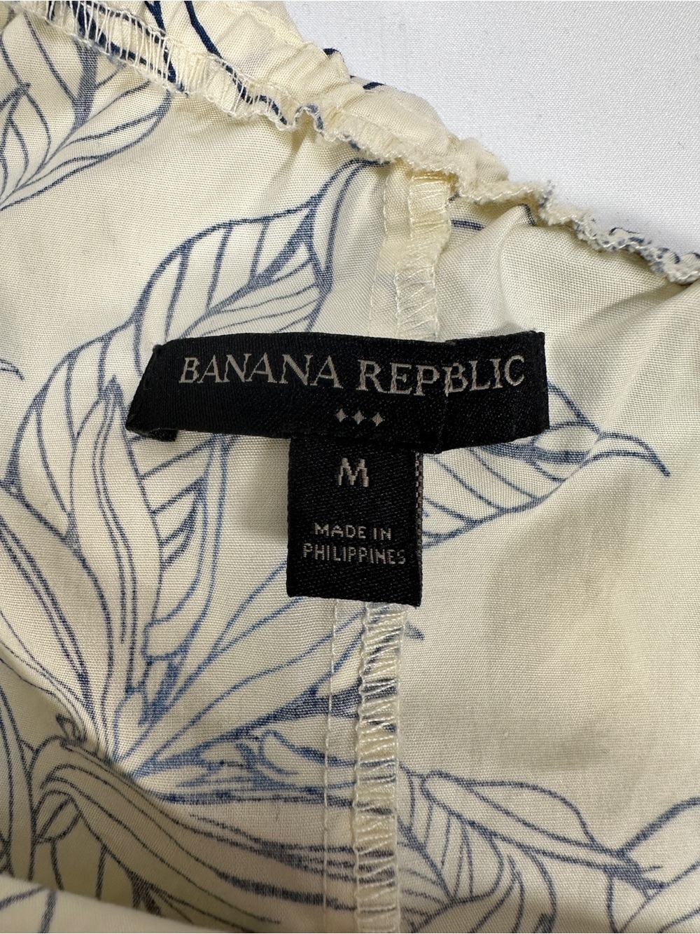Banana Republic One Shoulder Midi Dress Cotton Poplin Blue Floral Cream Size M - Picture 8 of 9